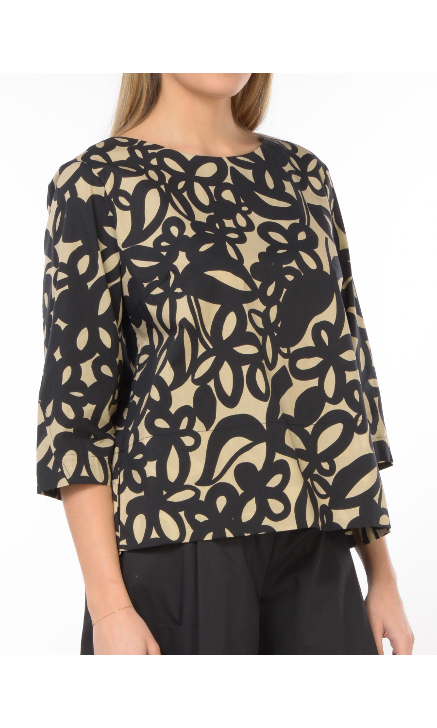 blusa da donna Meimeij a fantasia con manica a tre quarti