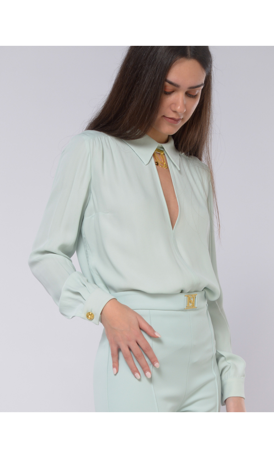 camicia da donna Elisabetta Franchi in georgette con catenella