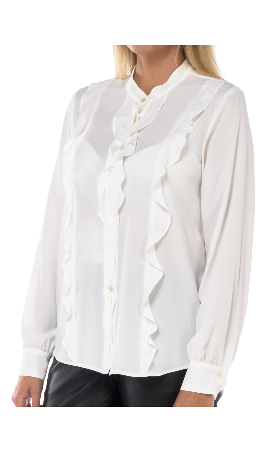 camicia da donna Marella in crepe con jabot