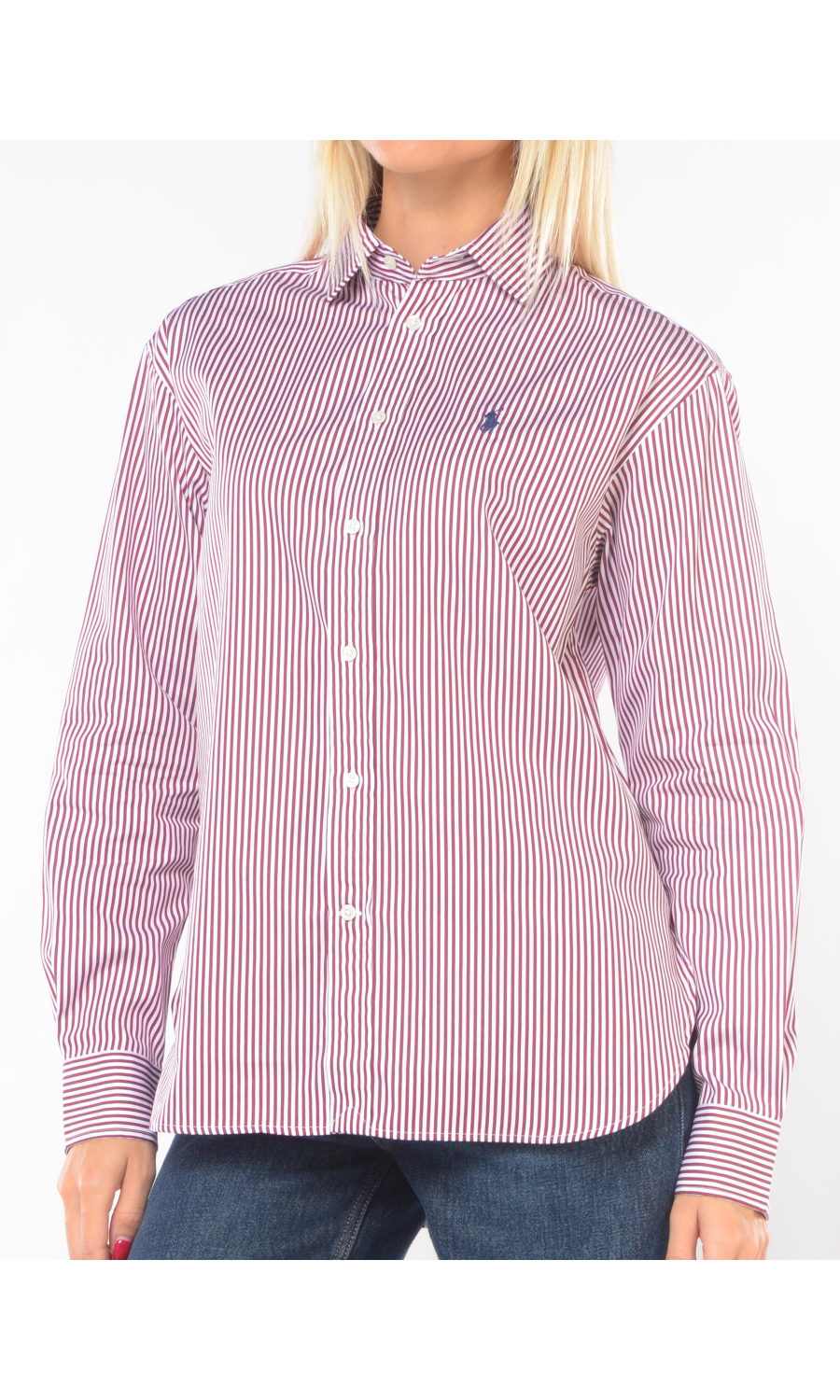 camicia da donna Ralph Lauren a righe con logo