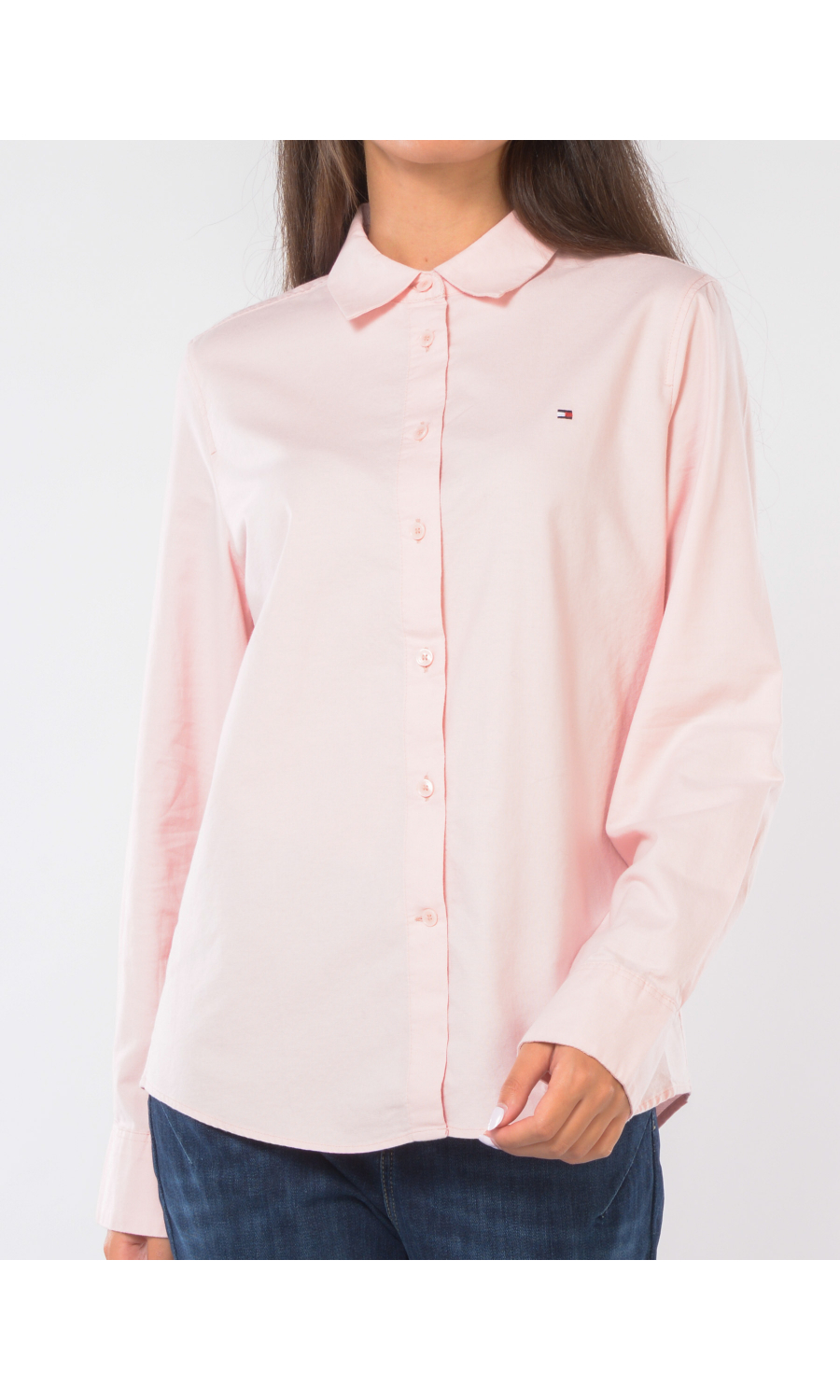 camicia da donna Tommy Hilfiger Stretch Oxford Regular con logo