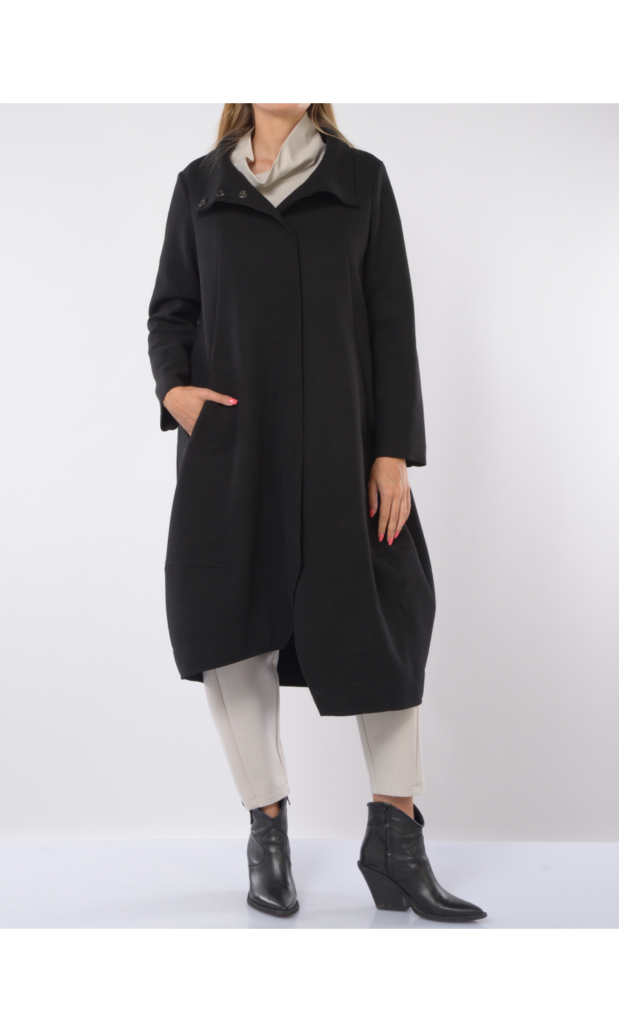 cappotto da donna Jurere in panno con collo a cratere