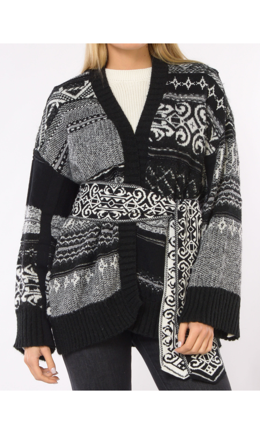 cardigan da donna Akep a fantasia con fascia