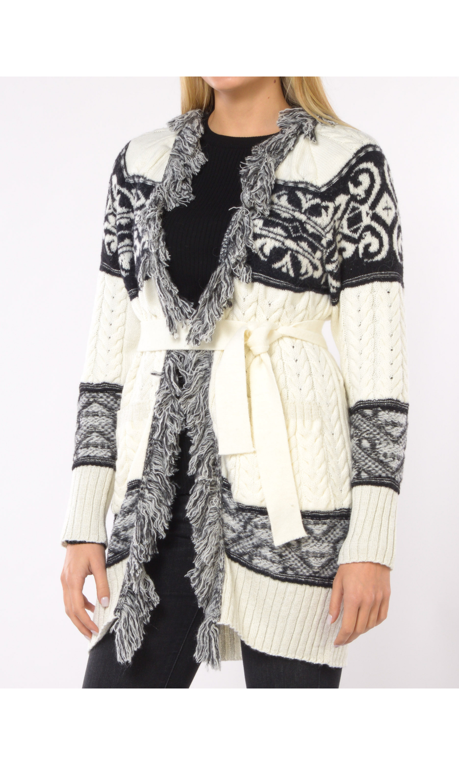 cardigan da donna Akep a fantasia con frange