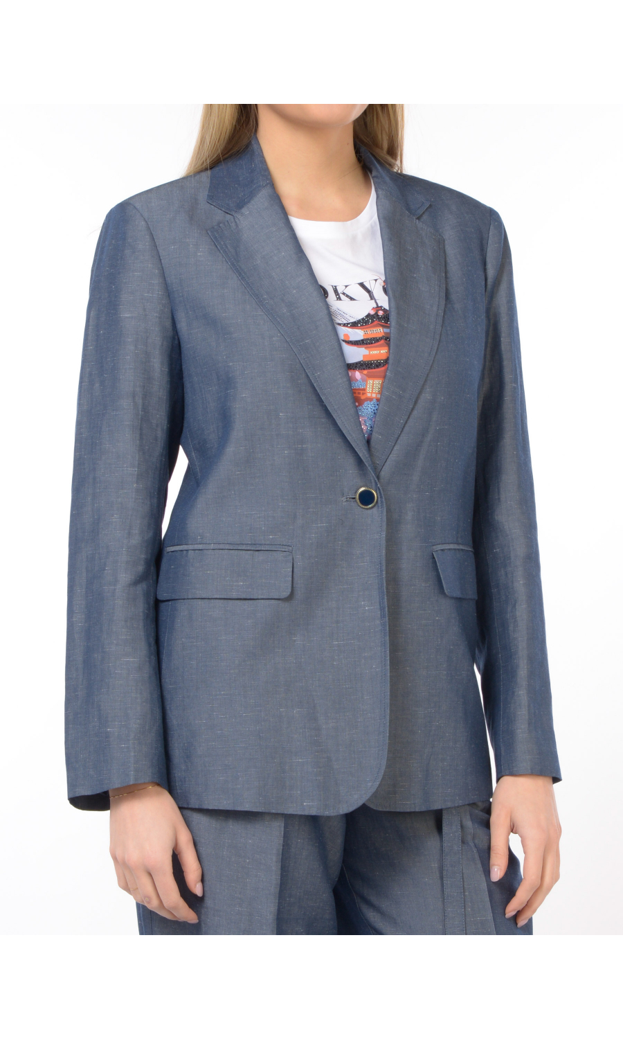 giacca da donna Liu Jo in misto lino effetto denim