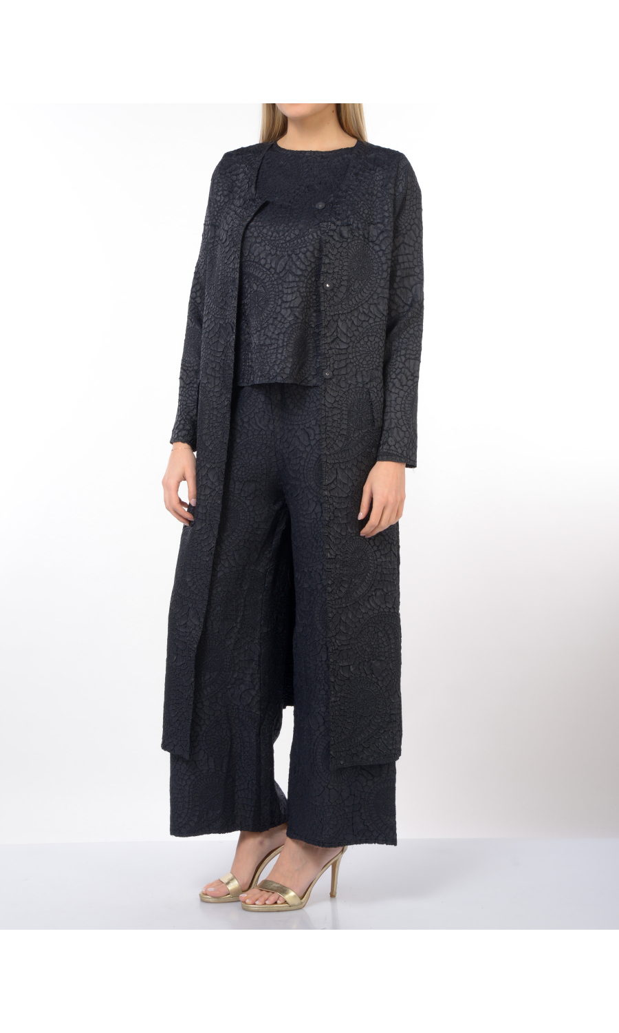 giacca da donna Meimeij lunga a fantasia jacquard
