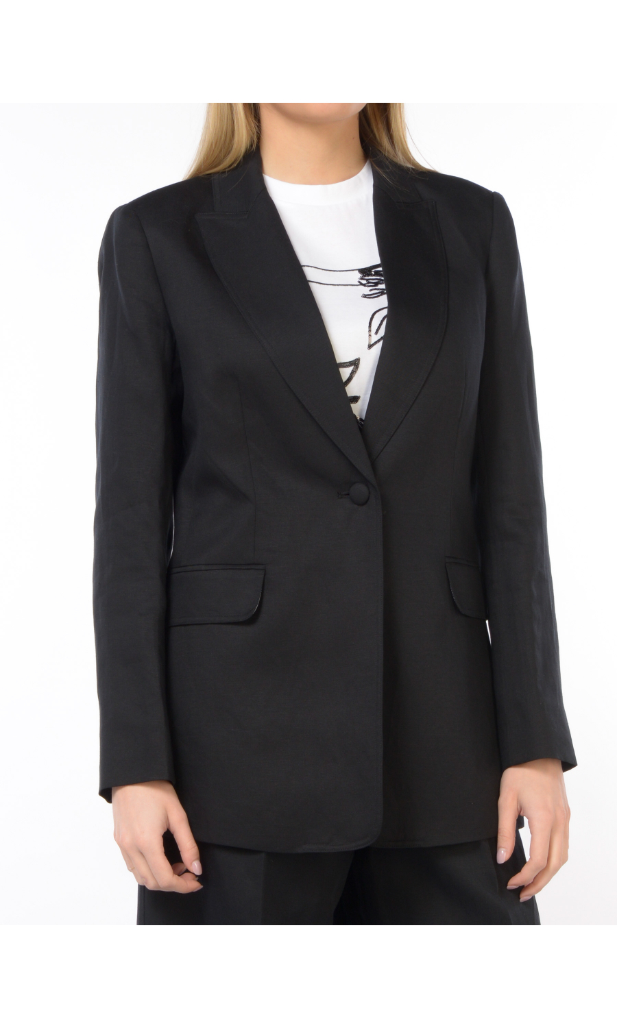 giacca da donna Twinset in misto lino a monopetto