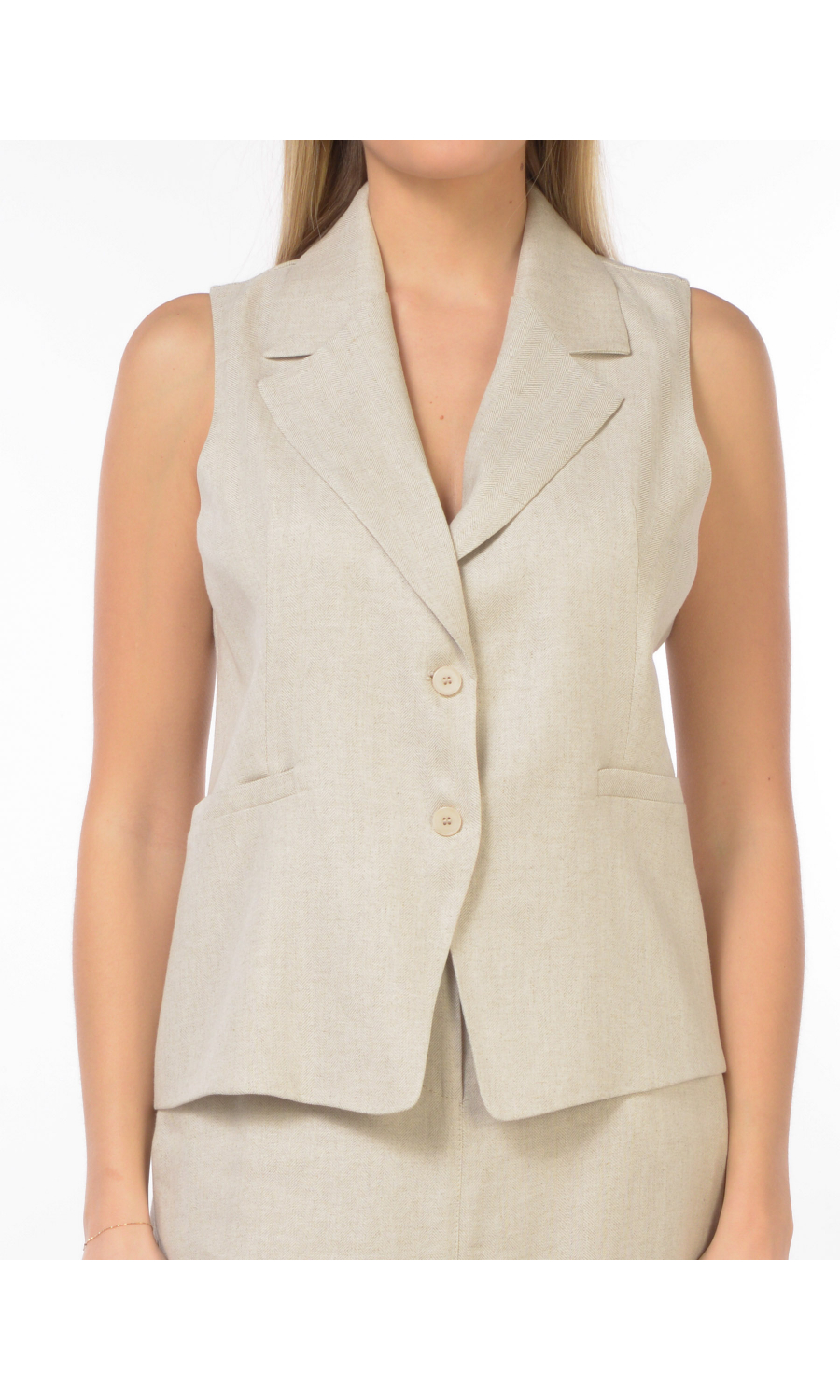 gilet da donna Icona By Kaos in lino e viscosa a spina