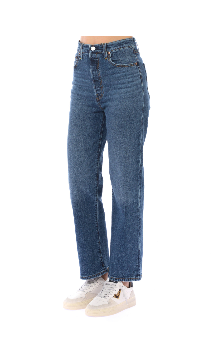 jeans da donna Levi's® Ribcage Straight Ankle effetto used