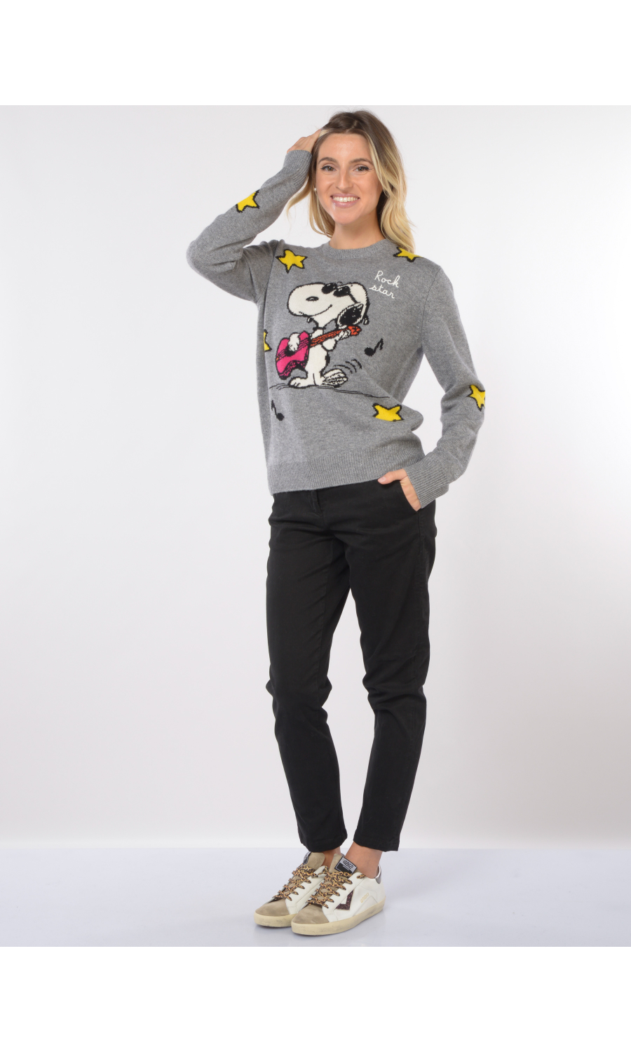 maglia da donna Mc2 Saint Barth Snoopy Star con ricamo