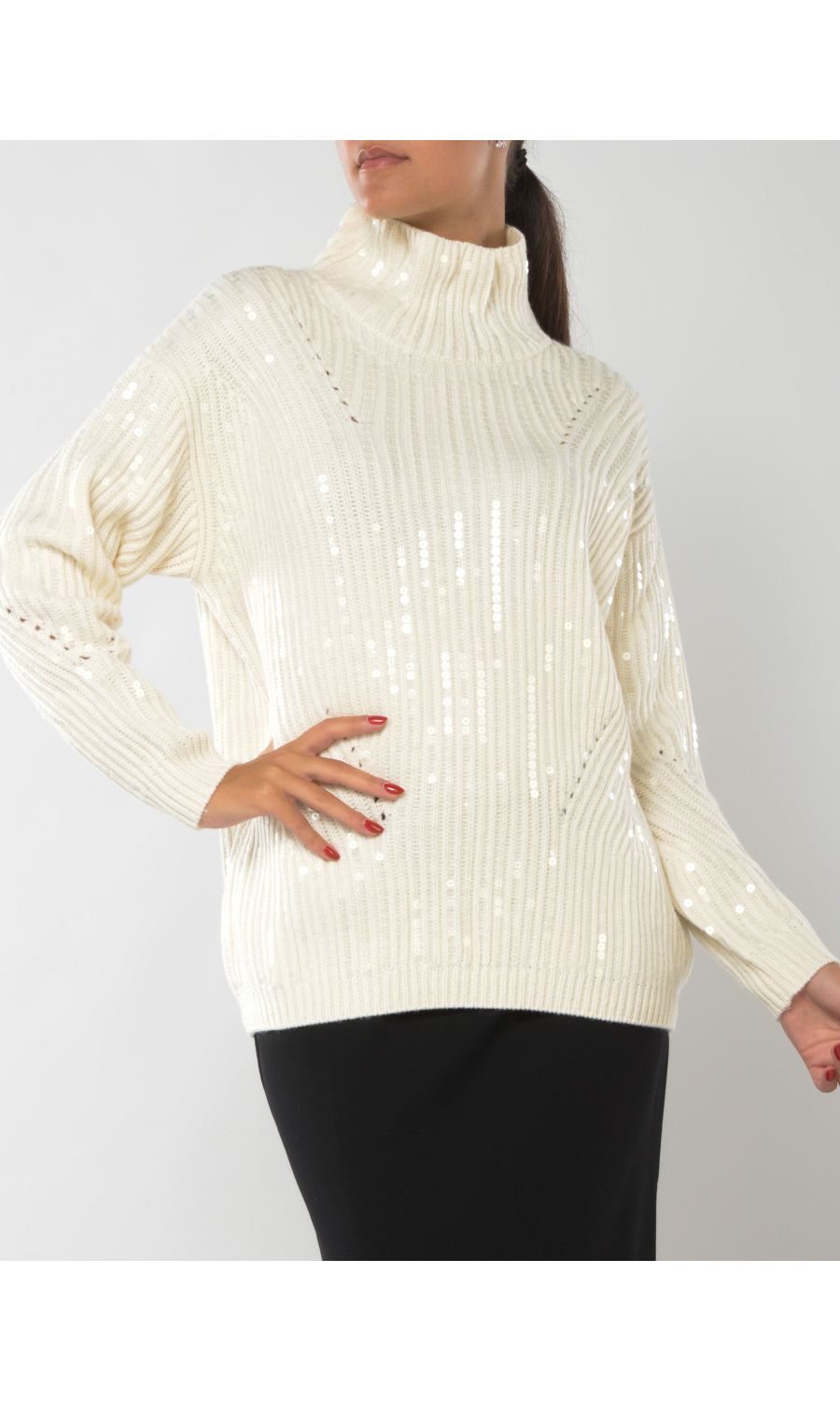 maglia da donna Nenette in misto lana con paillettes