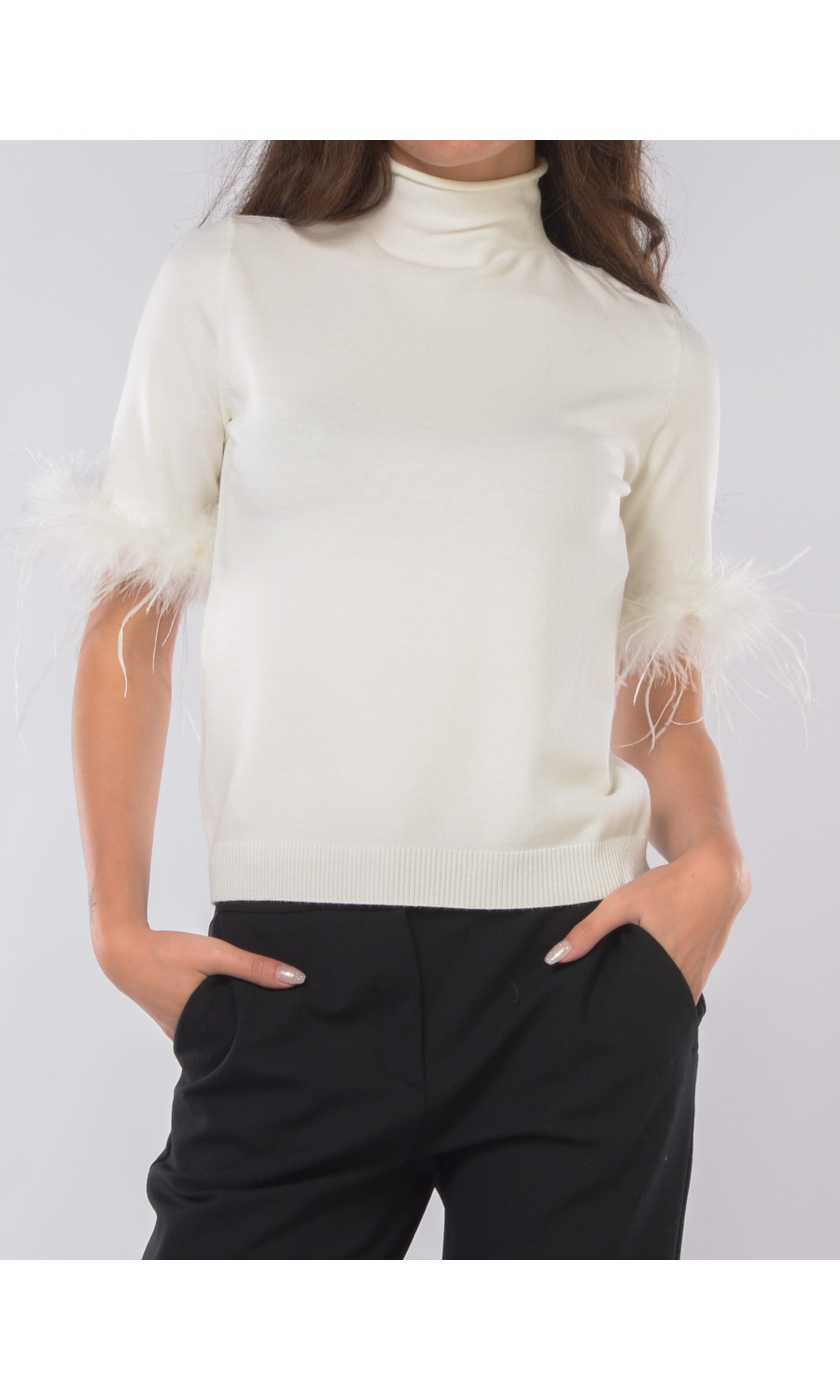 maglia da donna Twinset  lupetto con piume