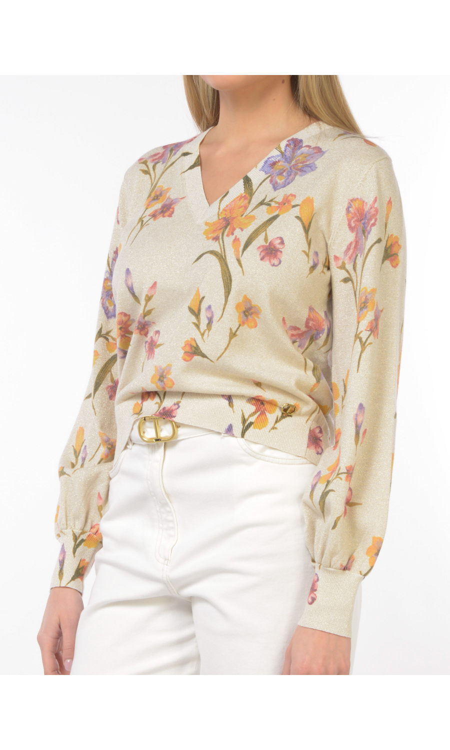 maglia da donna Twinset a fiori con fili lurex