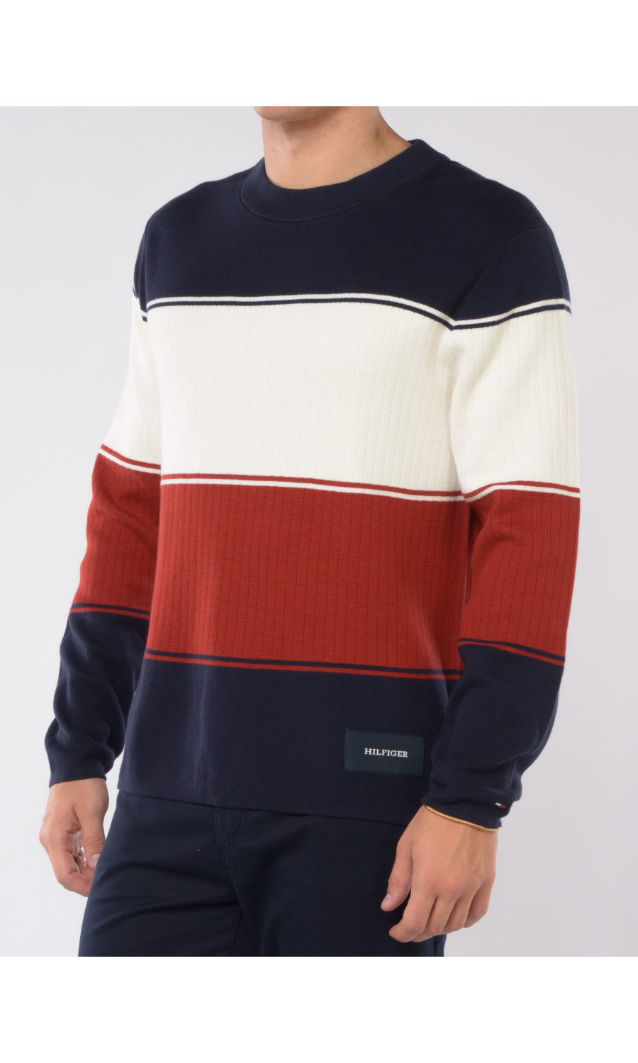 maglia da uomo Tommy Hilfiger a righe a coste con logo