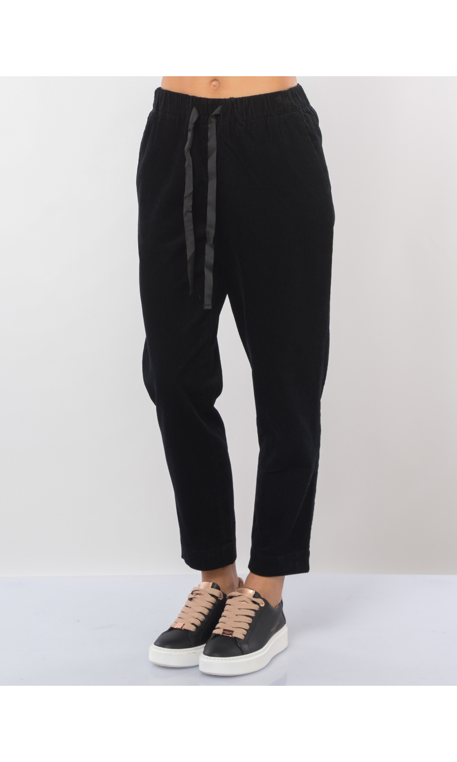 pantalone da donna Sun68 in velluto rigato con elastico