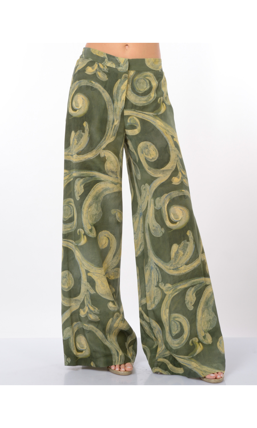 pantalone da donna Kaos in viscosa e seta a fantasia