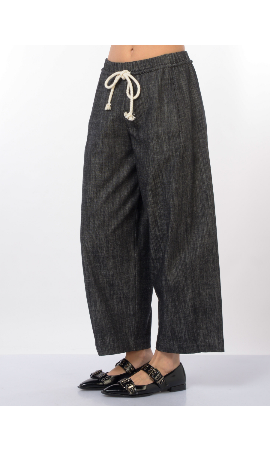 pantalone da donna Meimeij effetto denim con elastico e coulisse
