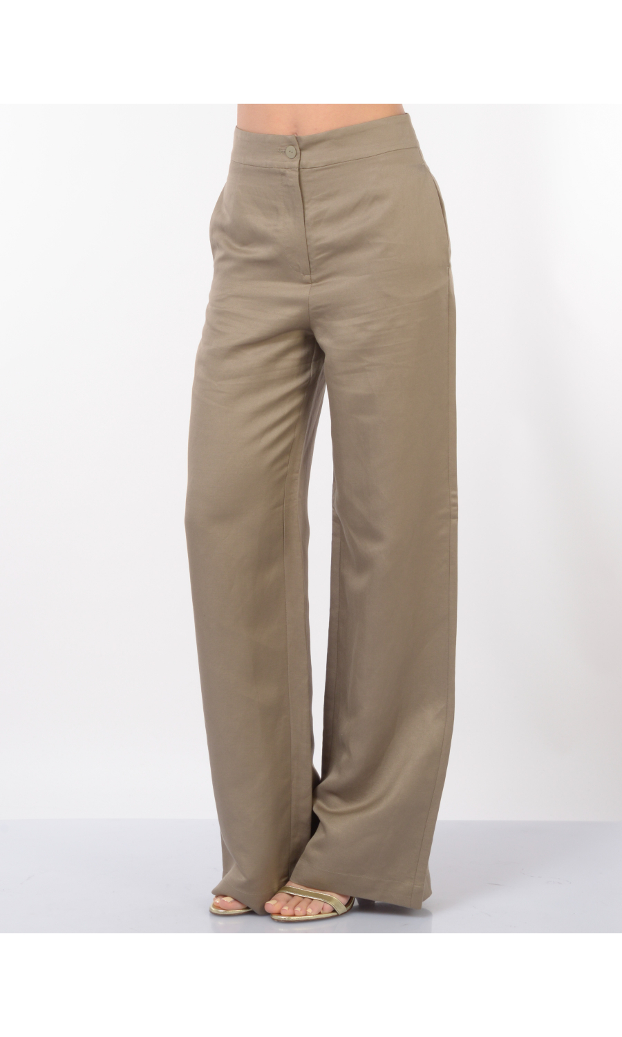 pantalone da donna Nenette linea dritta in viscosa e lino
