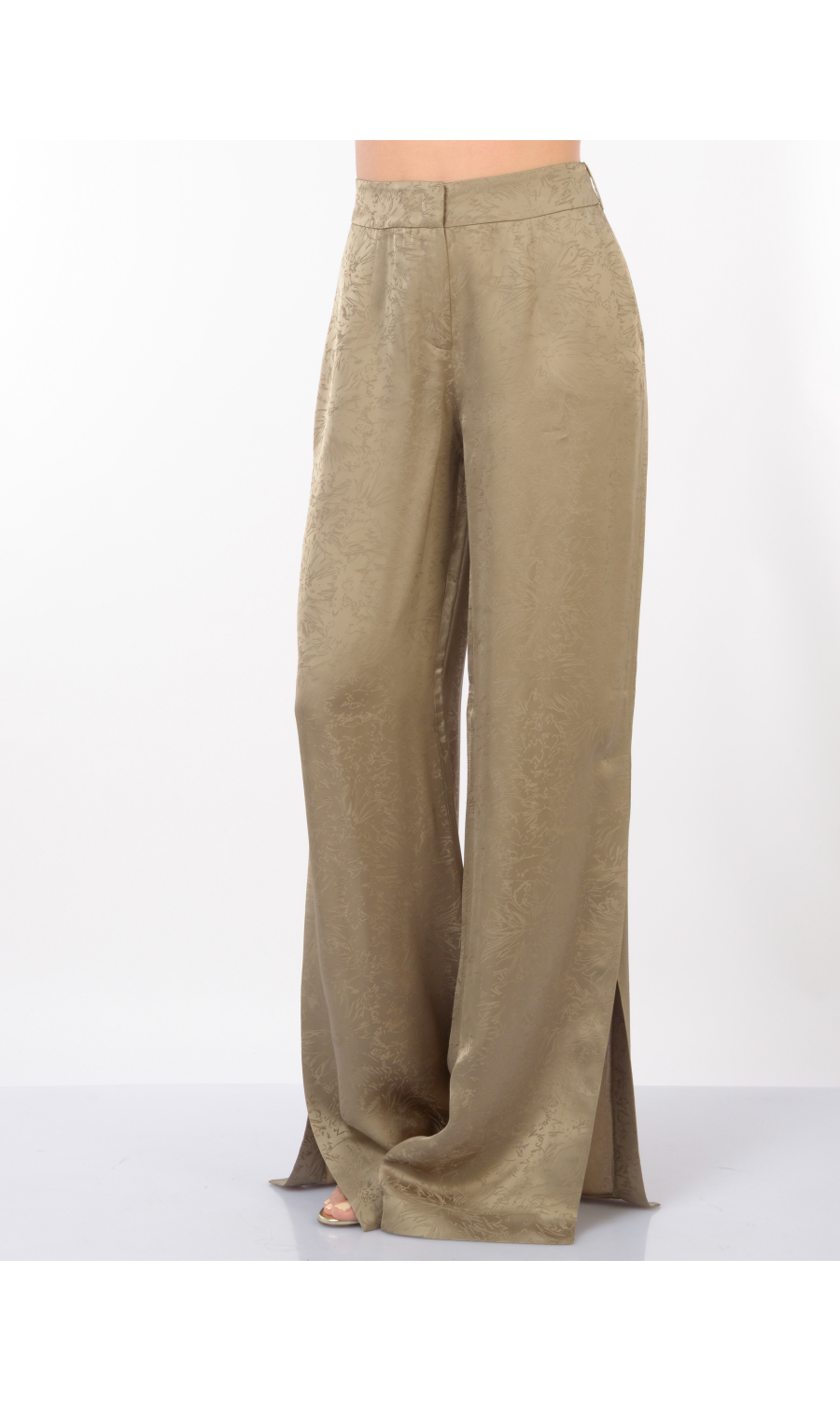 pantalone da donna Nenette effetto raso a fantasia jacquard