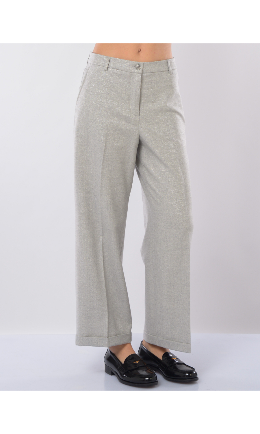 pantalone da donna Seventy in lana vergine effetto lurex