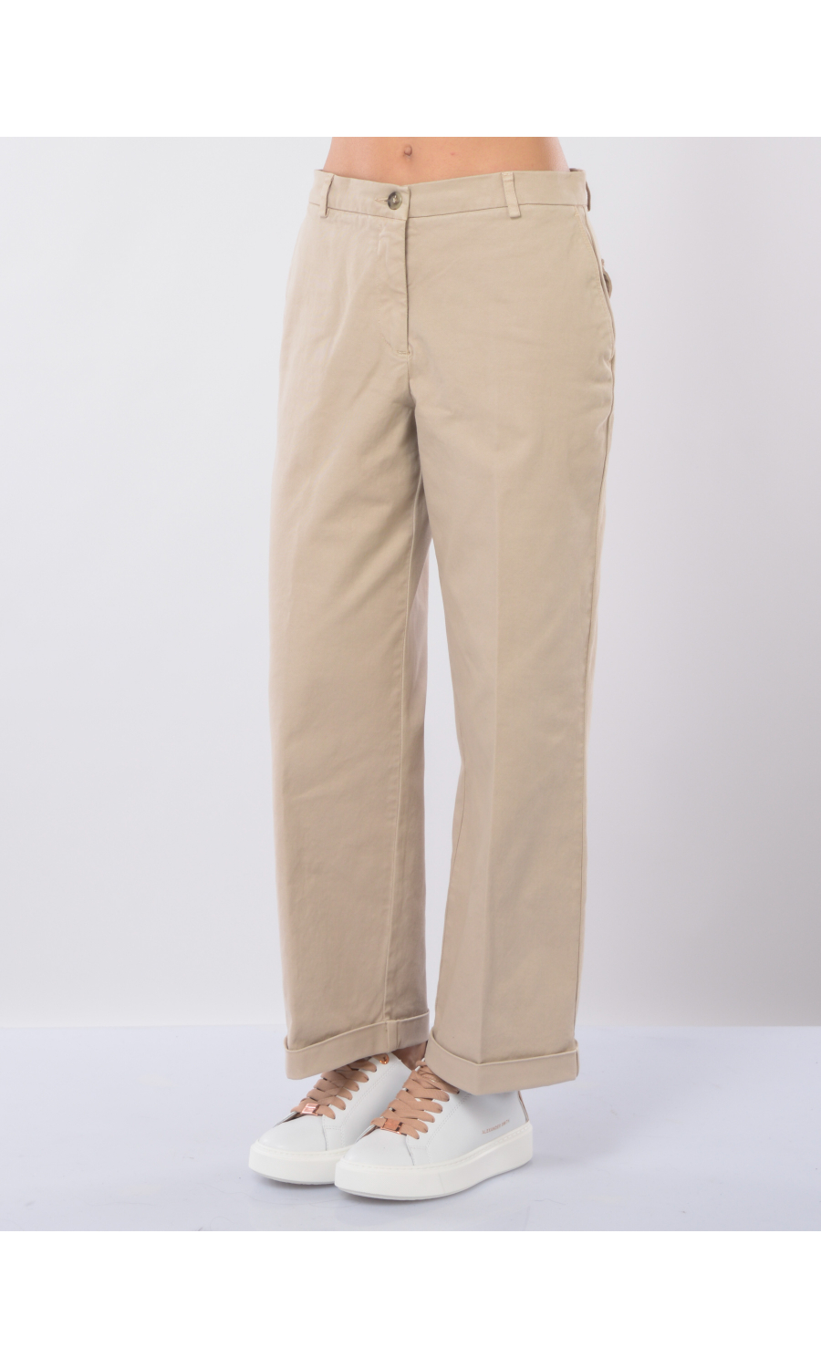 pantalone da donna Seventy cropped in bull di cotone