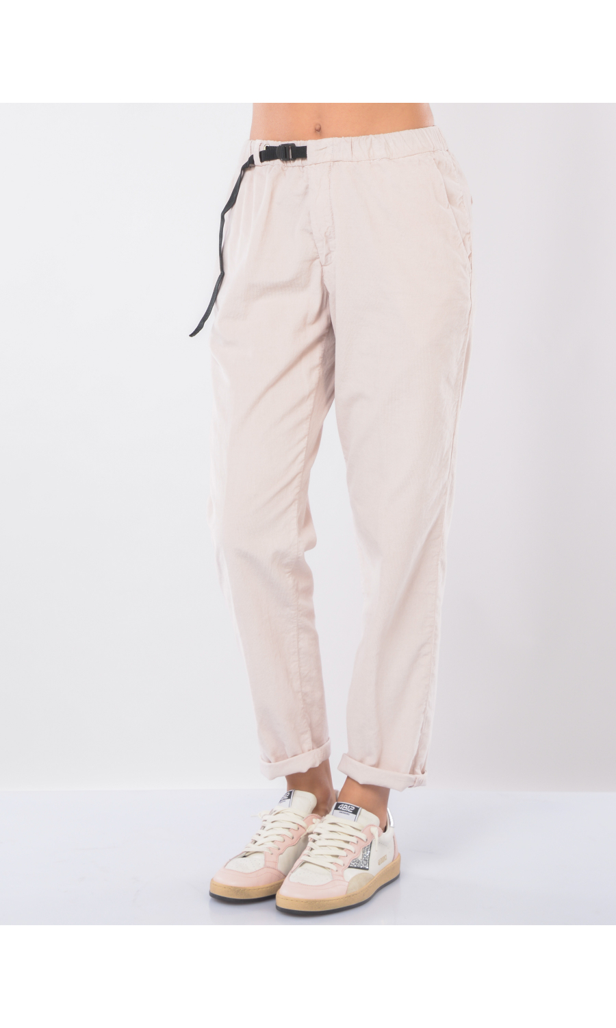 pantalone da donna White Sand in velluto rigato con elastico