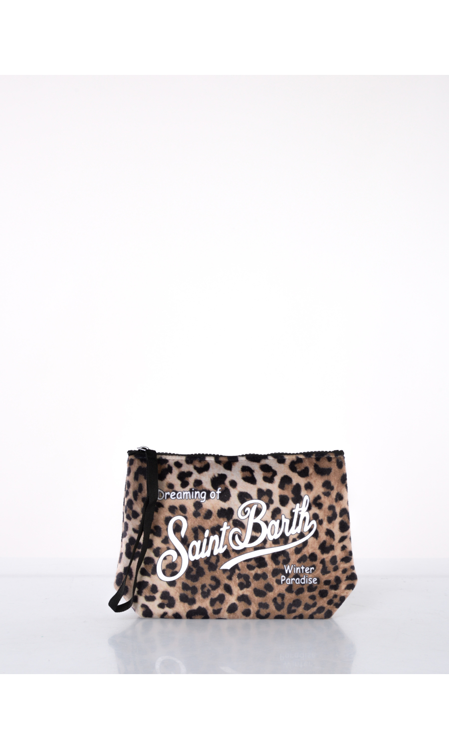 pochette da donna Mc2 Saint Barth in velluto leopardato con logo