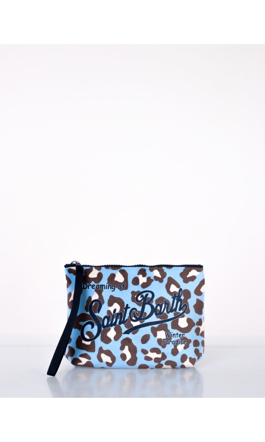 pochette da donna Mc2 Saint Barth in velluto leopard con logo