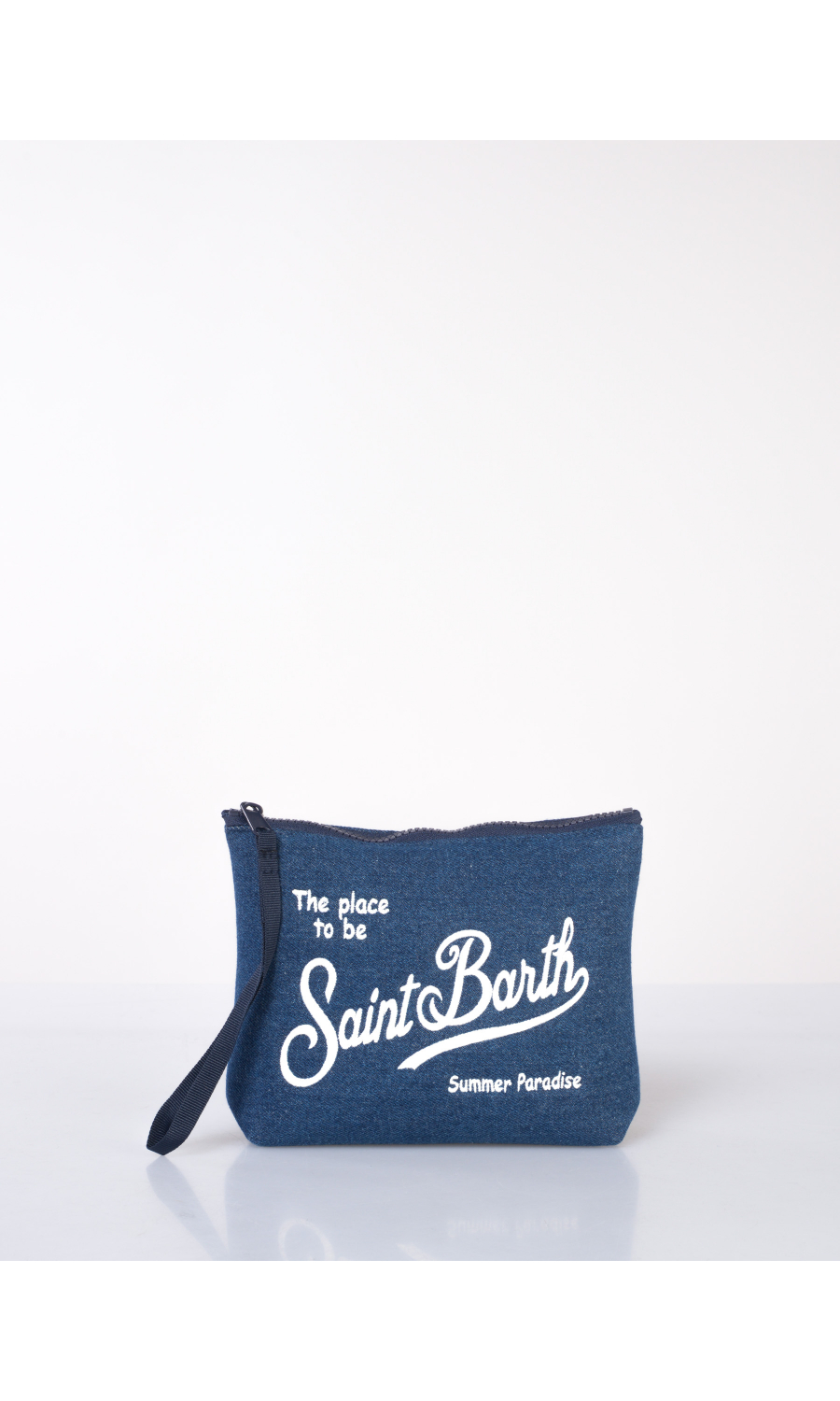 pochette da uomo Mc2 Saint Barth in denim con logo ricamato
