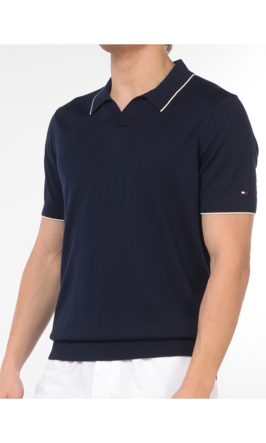 polo da uomo Tommy Hilfiger in cotone e lyocell con profili