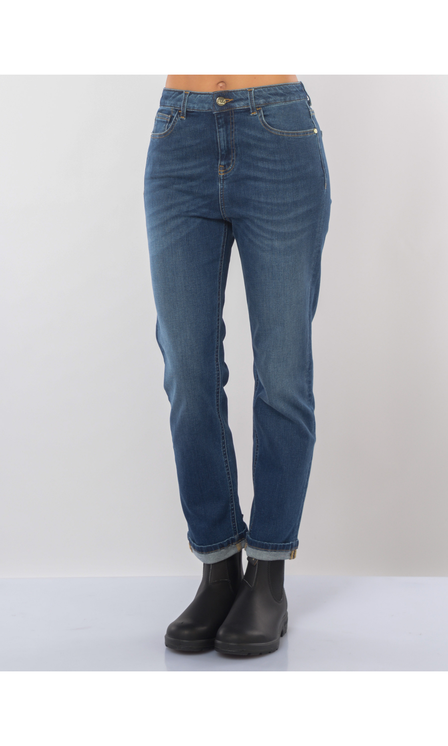 jeans da donna Kaos Slim Straight con balza