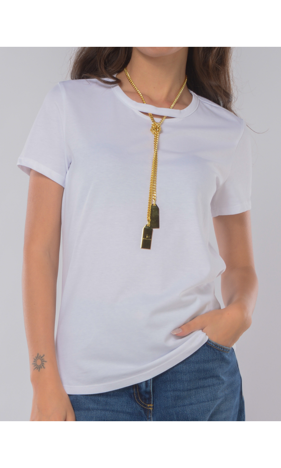 t Shirt da donna Elisabetta Franchi girocollo con collana