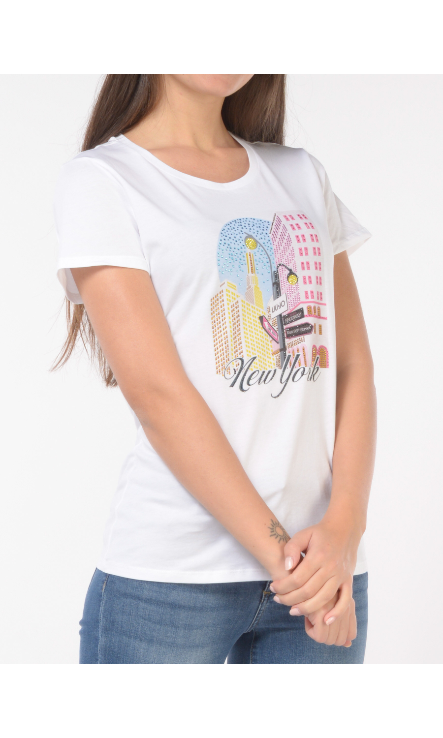 t Shirt da donna Liu Jo con stampa Neew York e strass