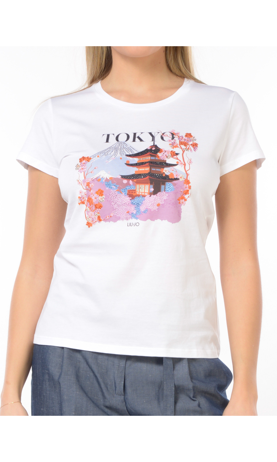 t Shirt da donna Liu Jo con stampa e applicazioni frontali