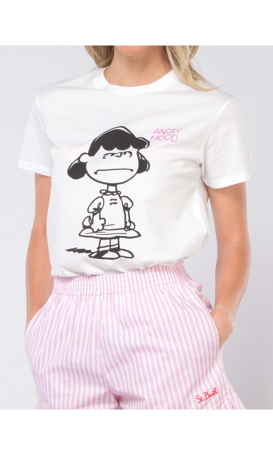 t Shirt da donna Mc2 Saint Barth Snoopy Lucy Angry Mood con stampa