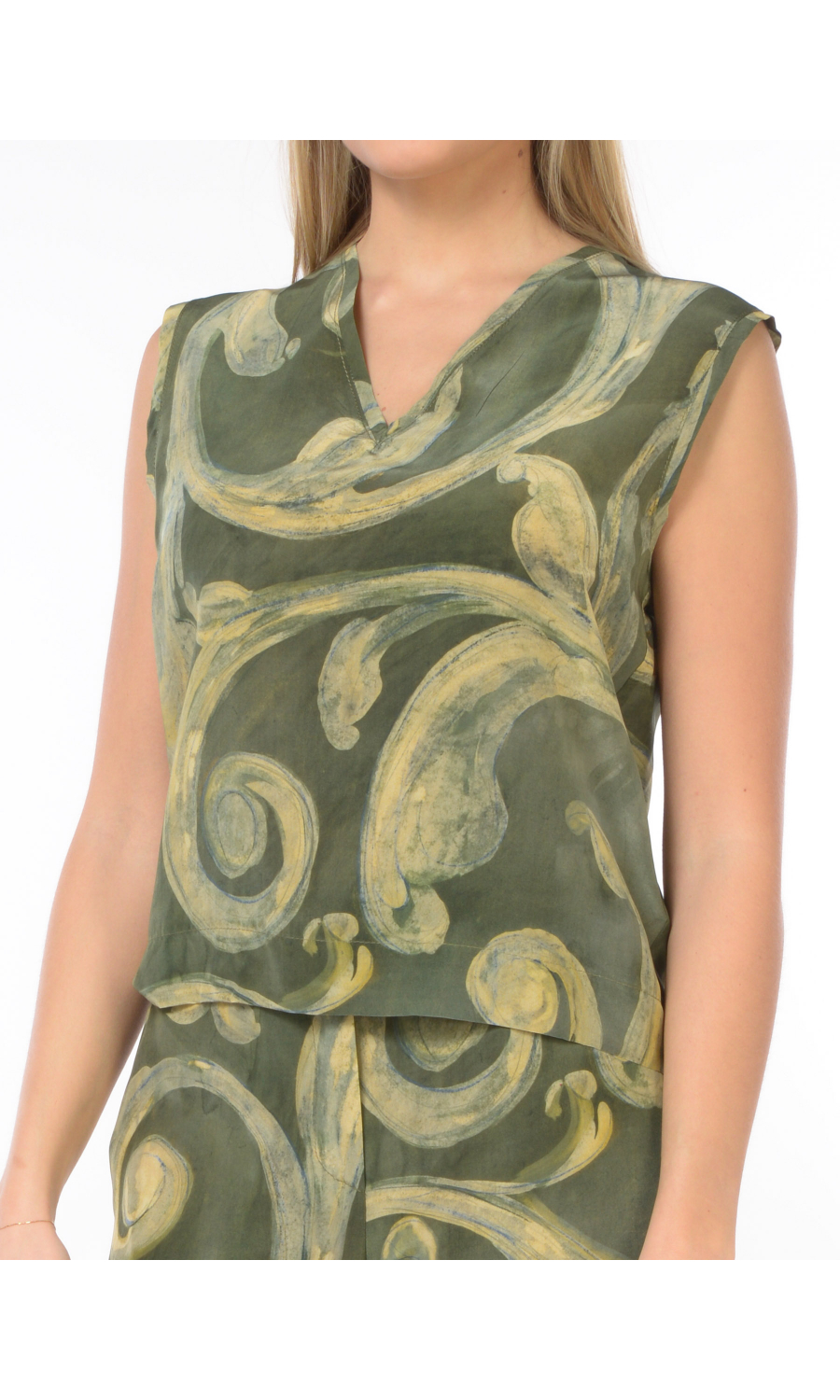 top da donna Kaos in viscosa e seta a fantasia