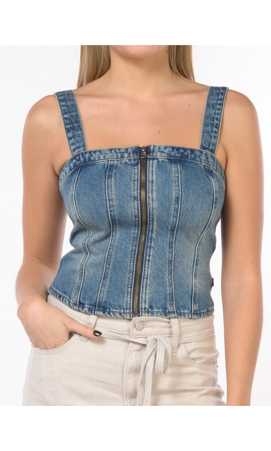 top da donna Levi's® in denim con zip