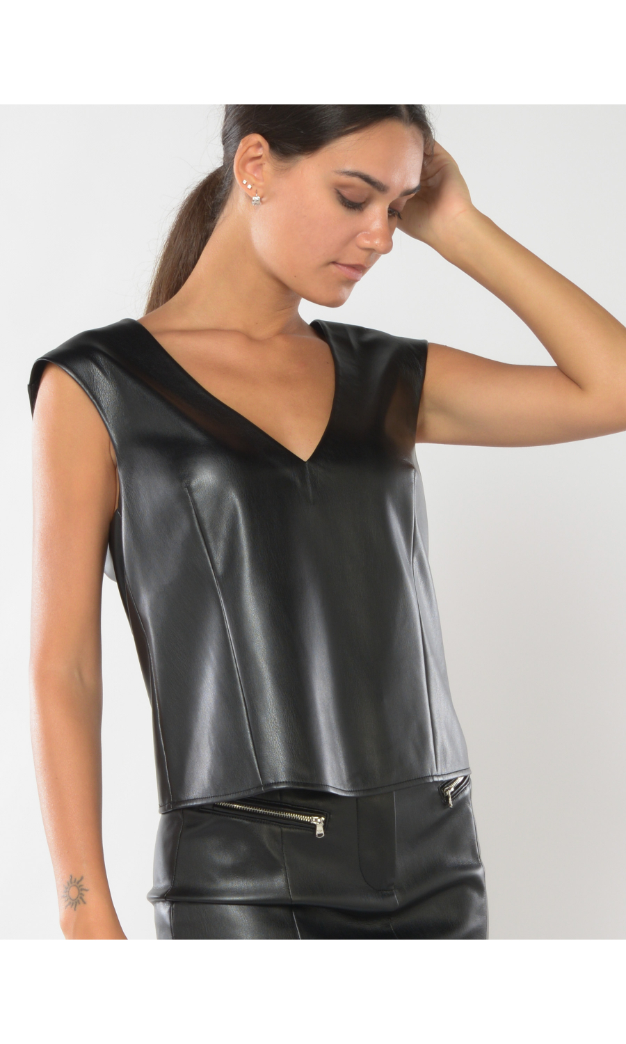 top da donna Patrizia Pepe in similpelle con zip