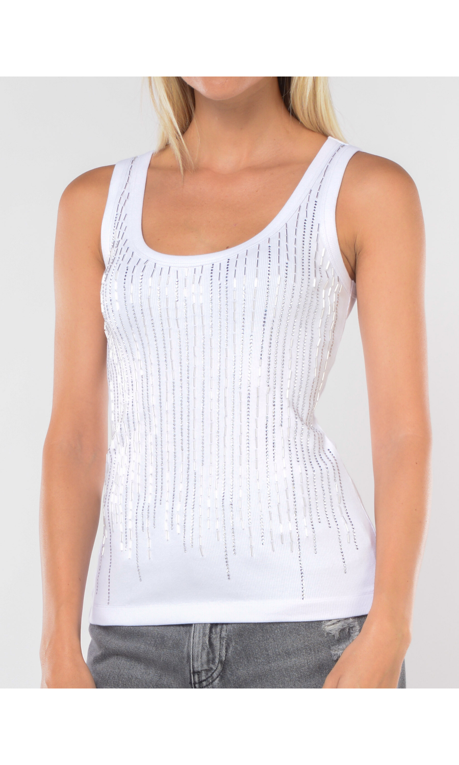 top da donna Pinko in cotone stretch con strass