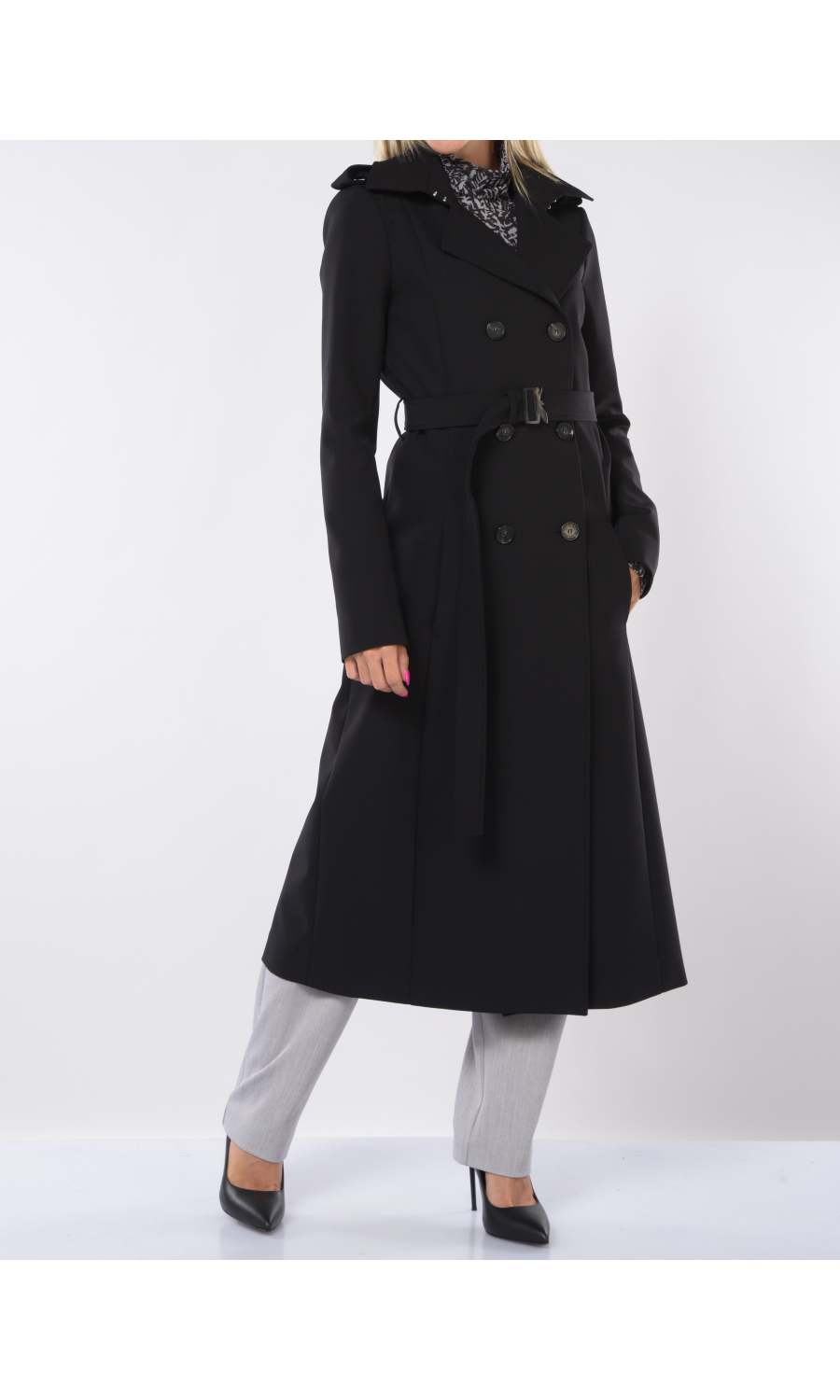 trench da donna Patrizia Pepe a doppiopetto in nylon bielastico