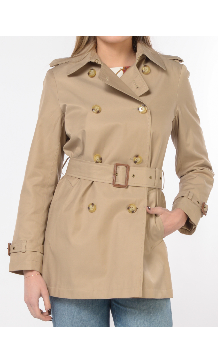 trench da donna Ralph Lauren a doppiopetto con cintura