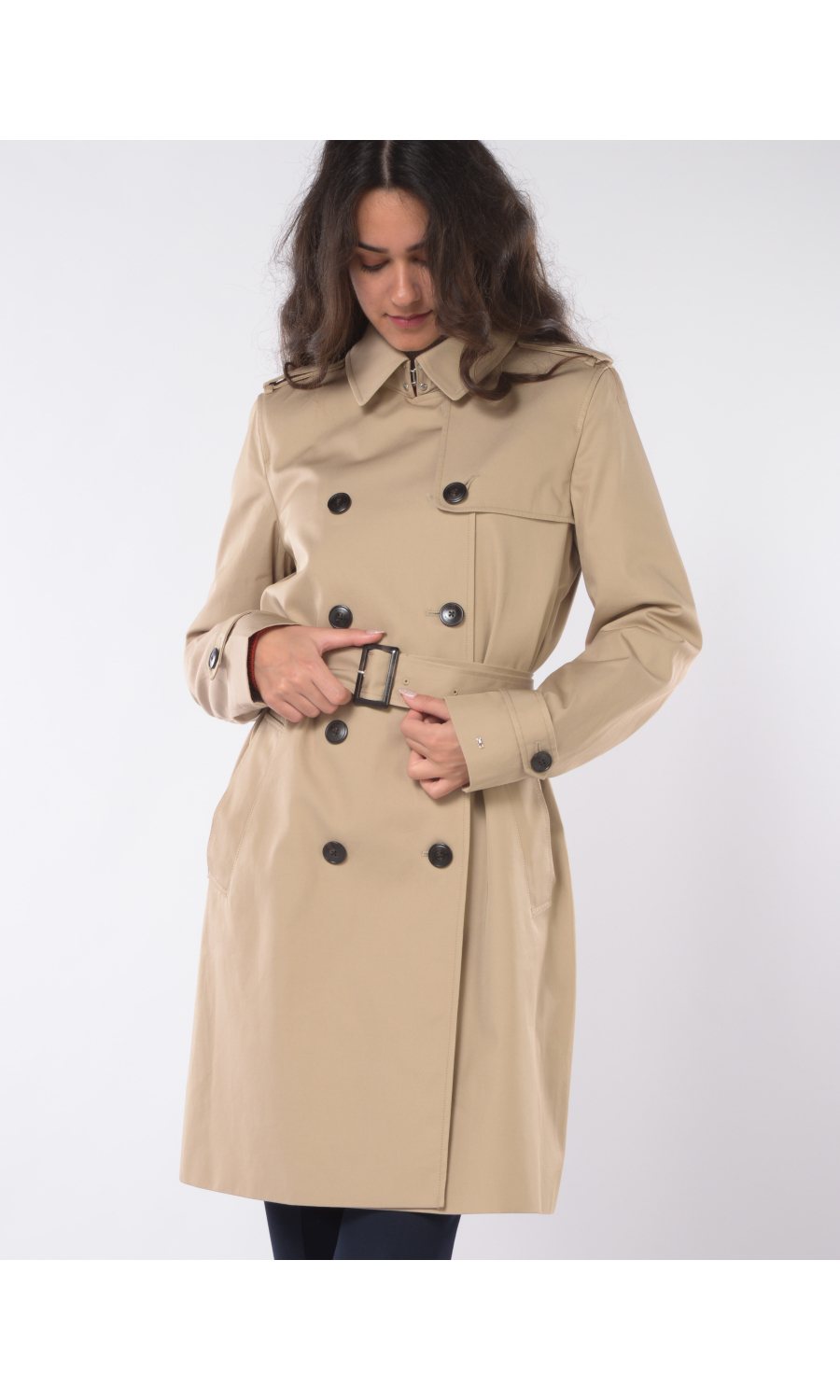 trench da donna Tommy Hilfiger a doppiopetto con cintura