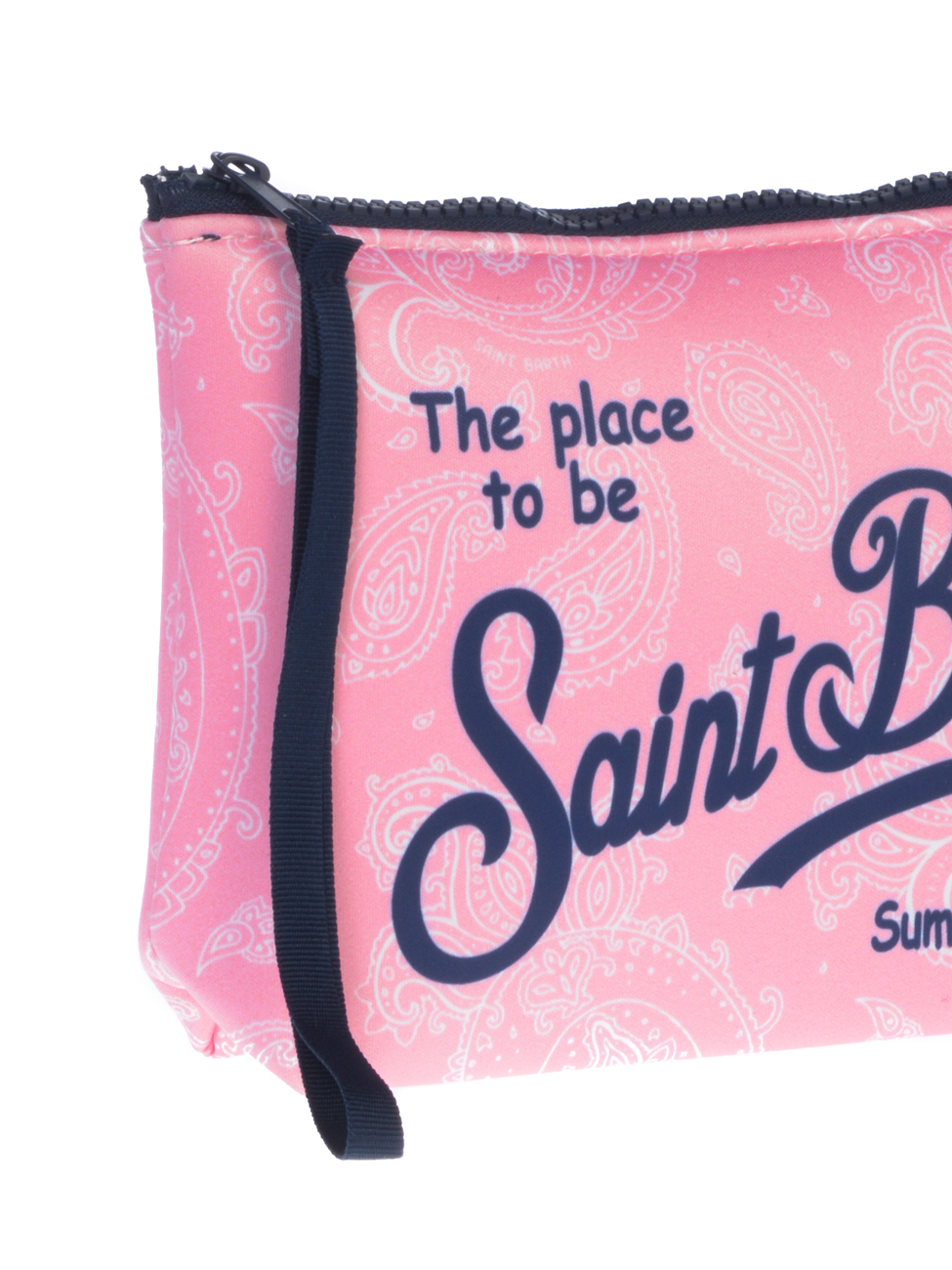 Pochette MC2 Saint Barth Aline W in neoprene effetto velluto Bianco-Fuxia