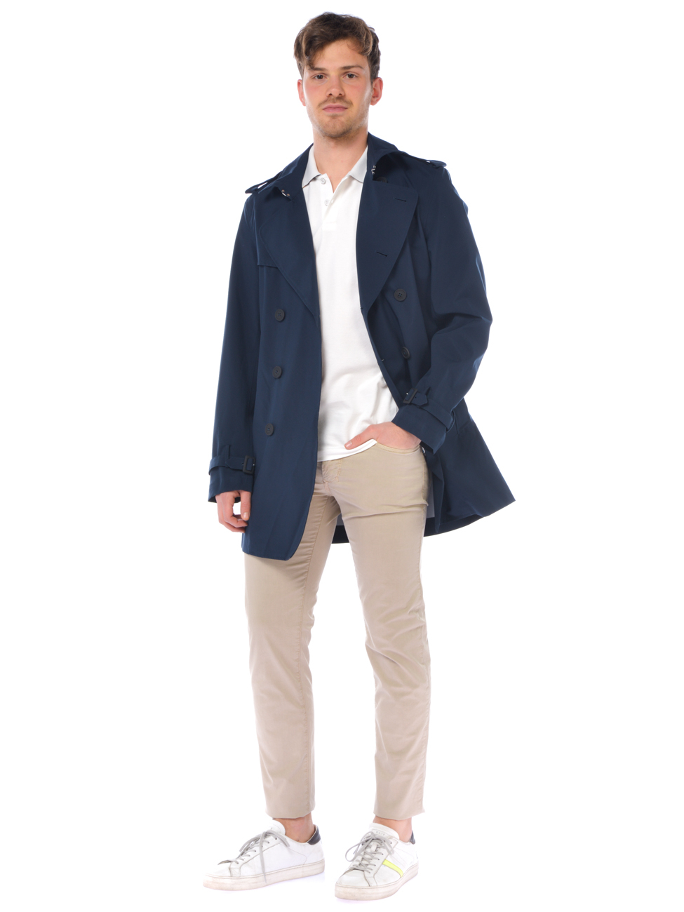 Trench da uomo Save The Duck doppiopetto con cintura - D43430MGRIN14