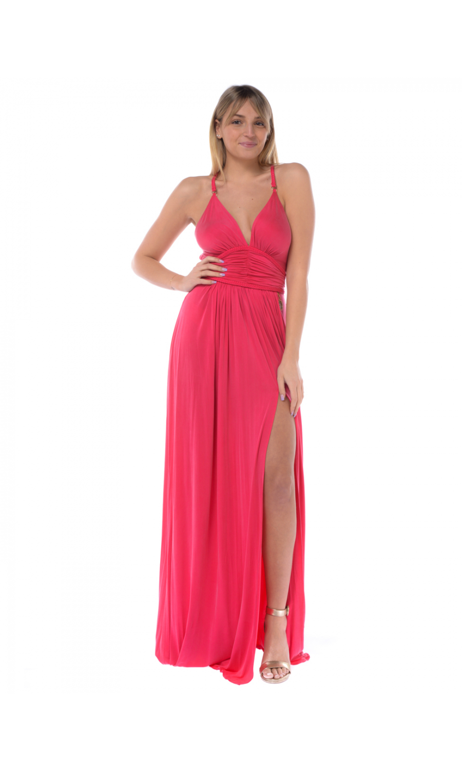 Abito rosso lungo elisabetta franchi sales