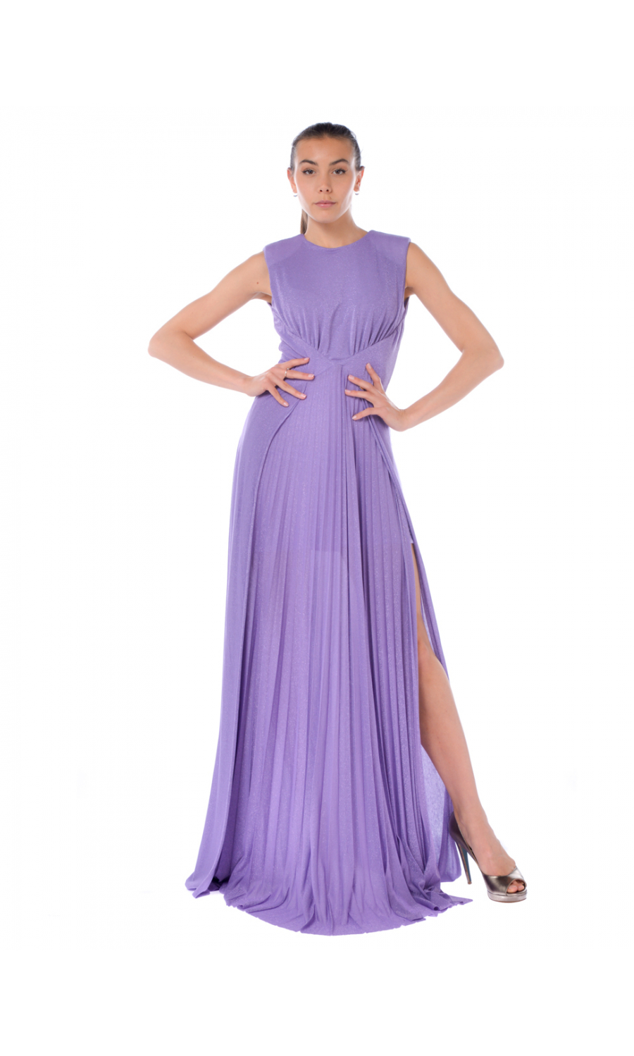 abito lungo da donna Liu Jo a plisse in lurex JA2041J6459