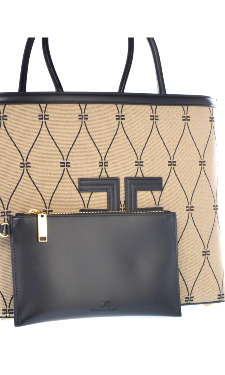 Borsa a mano da donna Elisabetta Franchi shpper a losanga con logo B