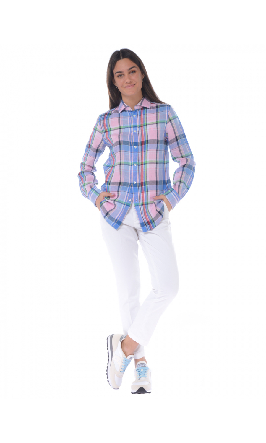 Camicia da donna Ralph Lauren in lino a quadri 211827695 1