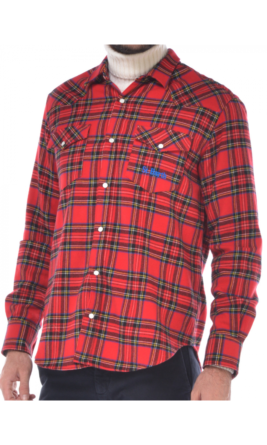 Camicia da uomo Mc2 Saint Barth tartan con tasche GREGW 41