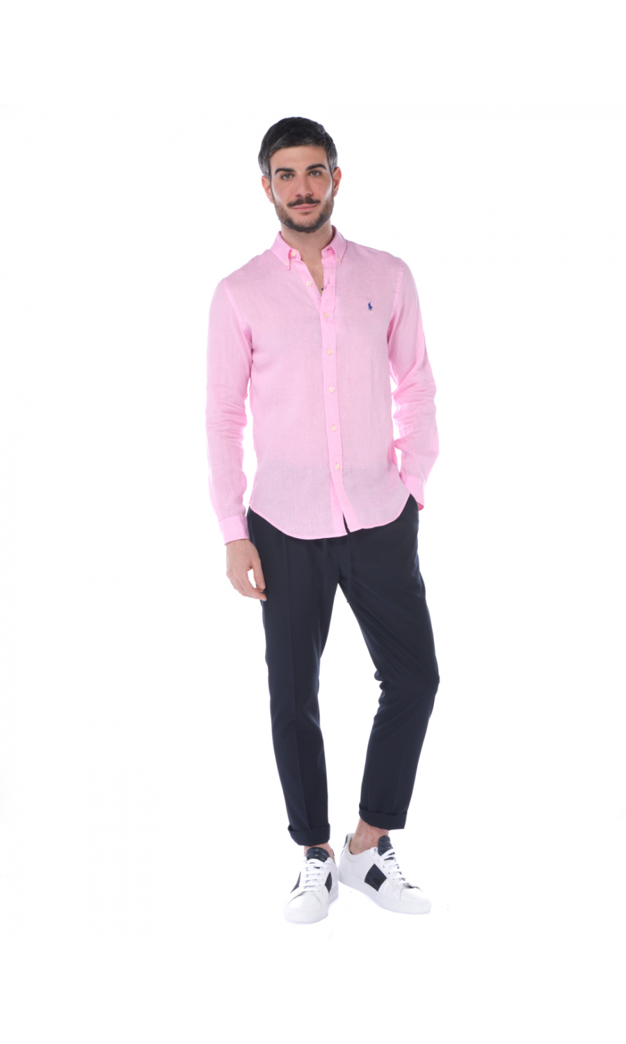 Camicia da uomo Ralph Lauren in lino con logo 710829443 1